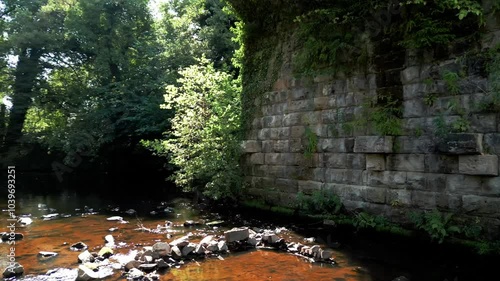 Beautiful view of River Wye under viaduct Risley, Derbyshire,  United Kingdom photo