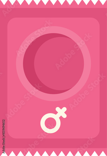 Pink female condom pack isolated on white background, promoting safe sex practices and contraception