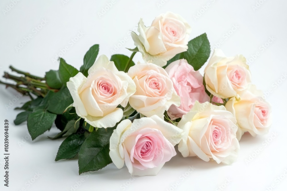 A light pink and white roses bouquet, A light pink and white roses bouquet,