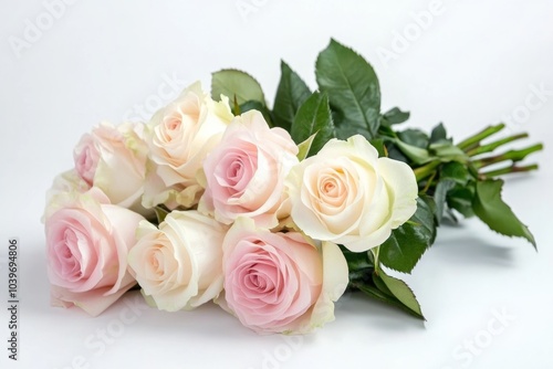 A light pink and white roses bouquet, 