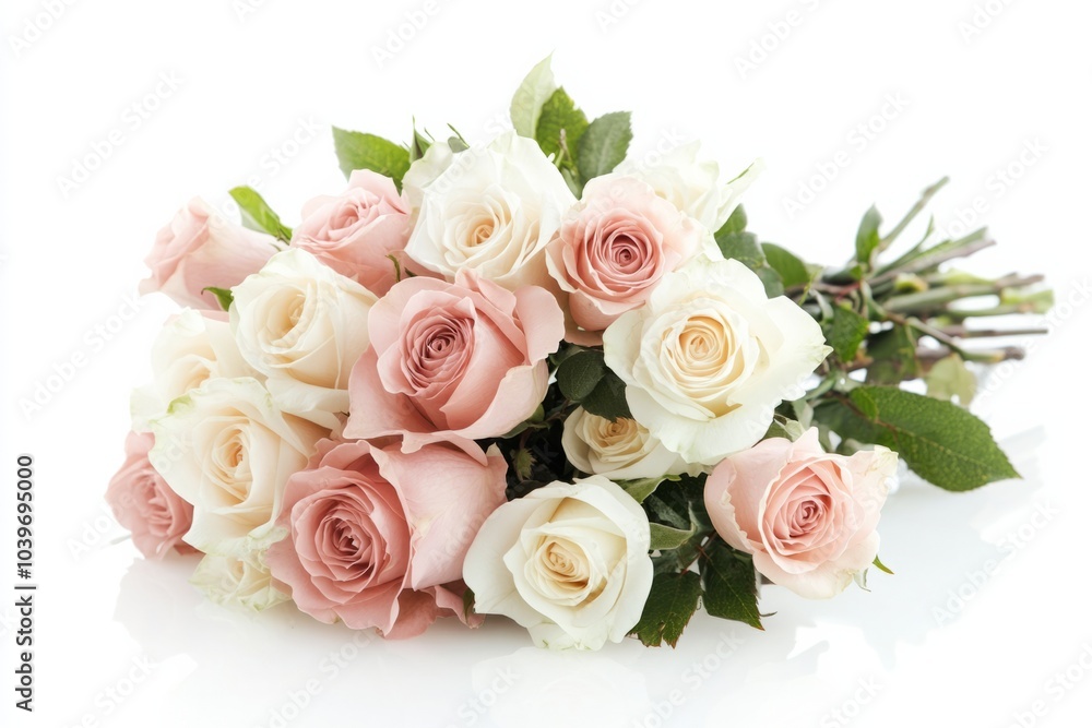 Obraz premium A light pink and white roses bouquet, 