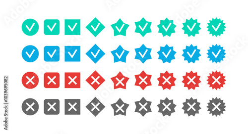 set of checkmarks and crosses confirmation prohibition pros and cons success error