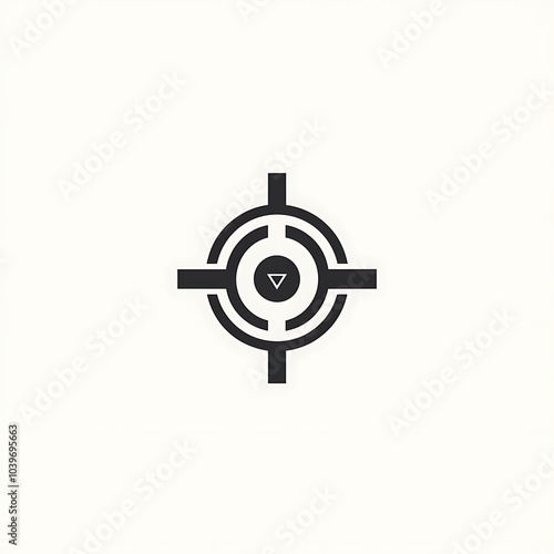 A black and white target symbol on a white background.