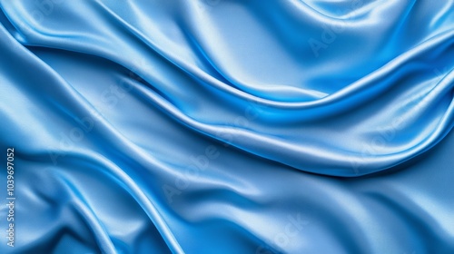 Luxurious blue silk fabric, smooth, flowing texture for elegant designs and backgrounds photo