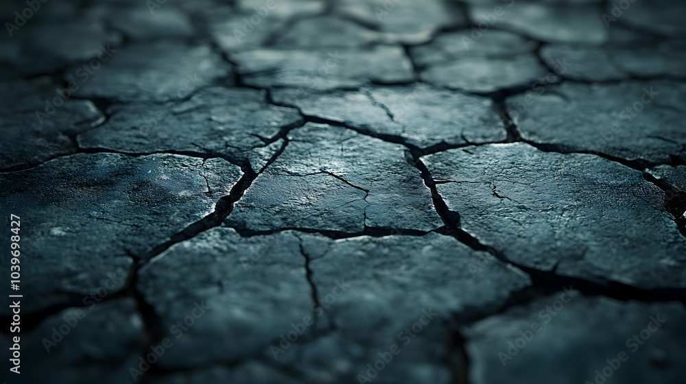 Fototapeta premium Dark Cracked Stone Texture - Abstract Background