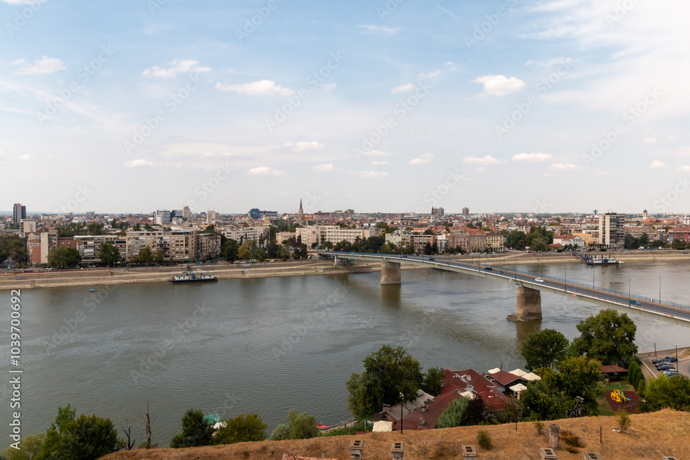 Panoramic view of Novi Sad on a summer day from the Petrovaradin Fortress Panoramic view of Novi Sad on a summer day from the Petrovaradin Fortress