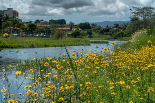 Detail of Ribeirão Anicuns in Goiânia  Goiás  Brazil. photo