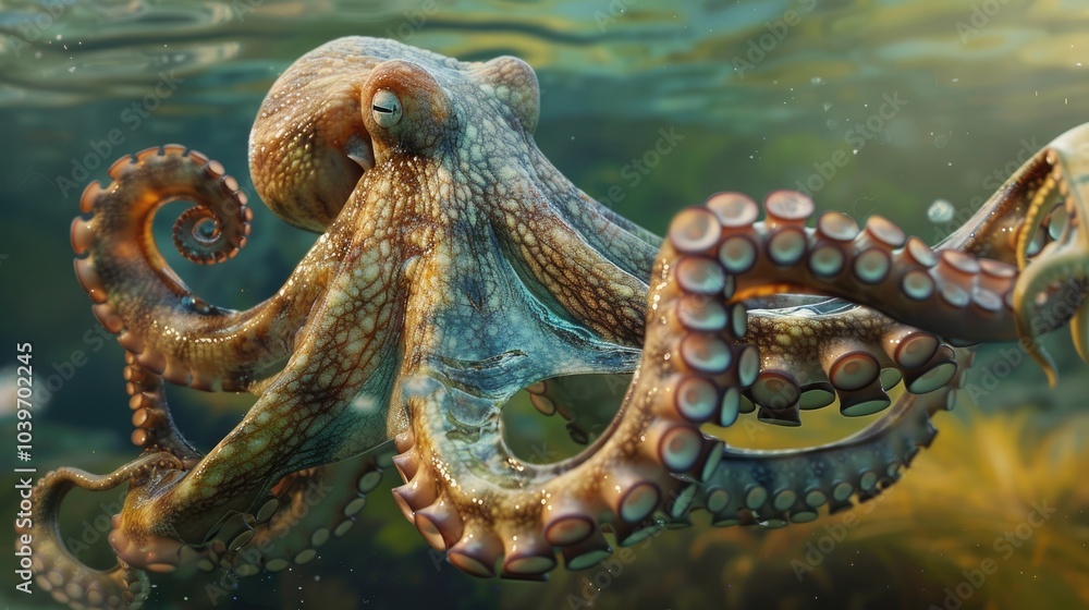 Fototapeta premium Wonderpus octopus or Wunderpus photogenicus live in shallow water