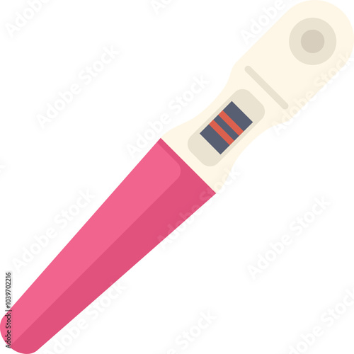 Positive plastic pregnancy test showing two red lines, isolated on white background