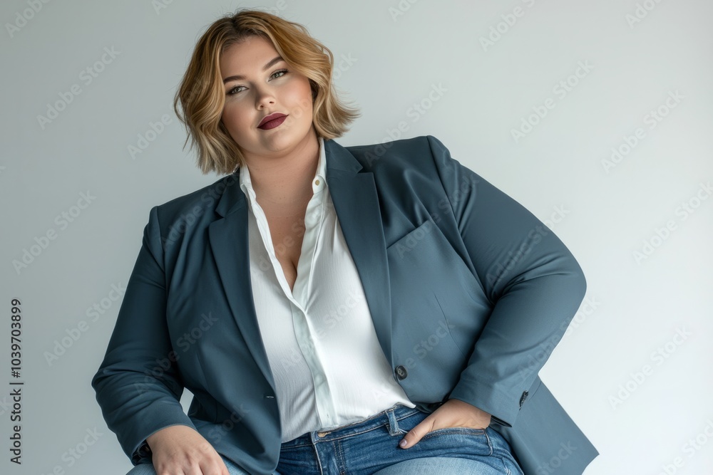 overweight blonde businesswoman wearing baby blue jacket
overweight blonde businesswoman wearing baby blue jacket
