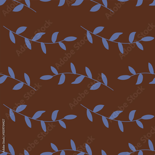 Vector Brown Autumn Floral Seamless Pattern