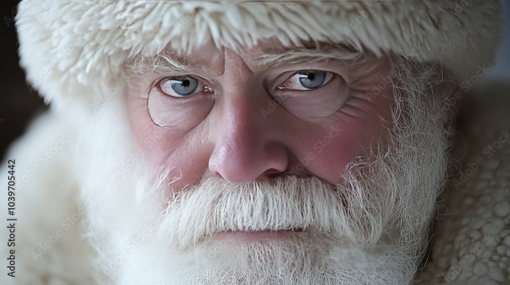 Close Up Portrait of Senior Man with White Beard and Furry Hat Close Up Portrait of Senior Man with White Beard and Furry Hat
