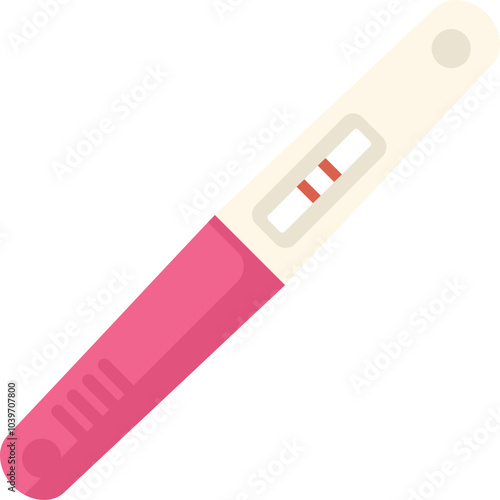 Pink pregnancy test showing positive result with two red lines