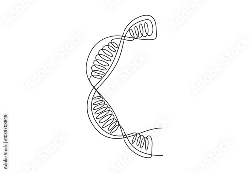 One continuous line drawing of DNA. Single line drawing illustration of rhino DNA. National science day concept line art. Vector illustration