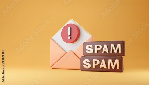 An alert envelope with a warning symbol next to the word "SPAM" emphasizes email security and spam awareness.