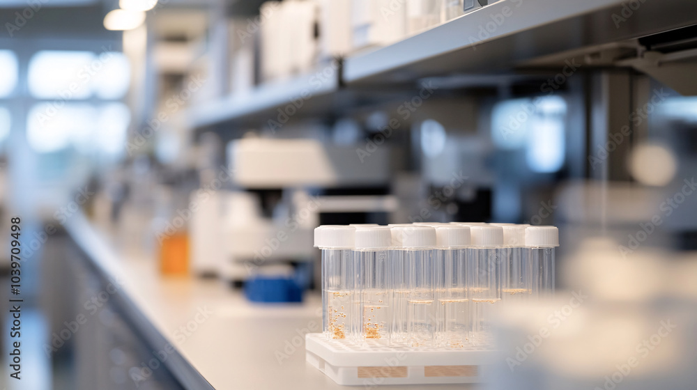 In a state-of-the-art laboratory, a scientist in a white lab coat meticulously inspects a biofuel sample in a glass beaker. The background is filled with advanced processing technology, including In a state-of-the-art laboratory, a scientist in a white lab coat meticulously inspects a biofuel sample in a glass beaker. The background is filled with advanced processing technology, including