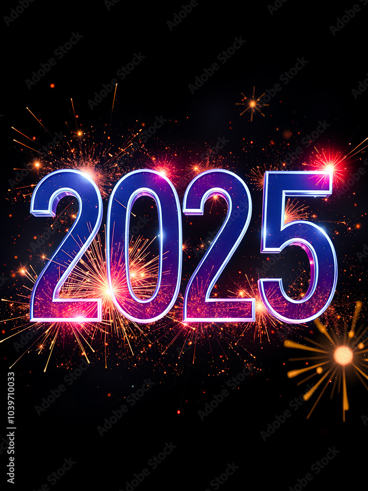 2025 Happy New Year fun colorful design background Silvester greeting card with fireworks gold sparklers shiny glitter numbers and shiny lights. Festive celebration banner. Ai generated 2025 Happy New Year fun colorful design background Silvester greeting card with fireworks gold sparklers shiny glitter numbers and shiny lights. Festive celebration banner. Ai generated