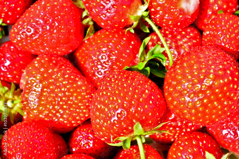 a close up of fresh strawberries in the basket top view macro a close up of fresh strawberries in the basket top view macro