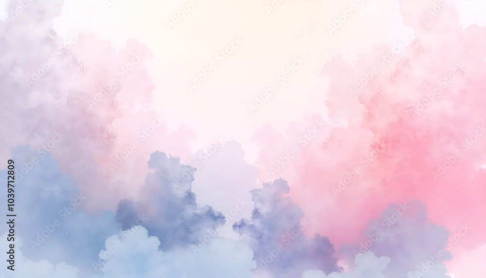 Fototapeta premium Colorful clouds in a pastel style with gradient tones for background and copy space