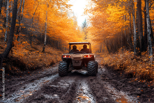 ATV ride through the autumn forest