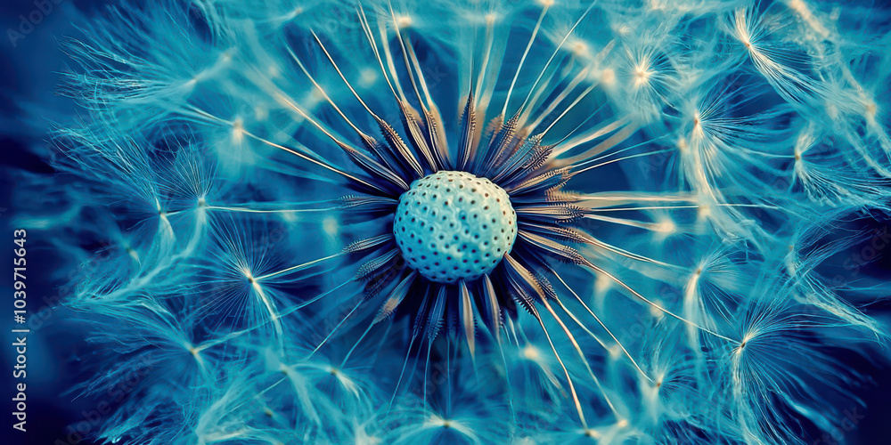 Obraz premium A close up of a blue flower with a white center