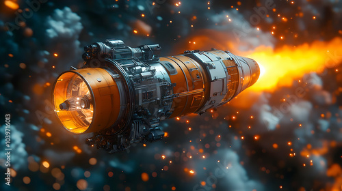 Futuristic Spaceship Engine 3D Illustration