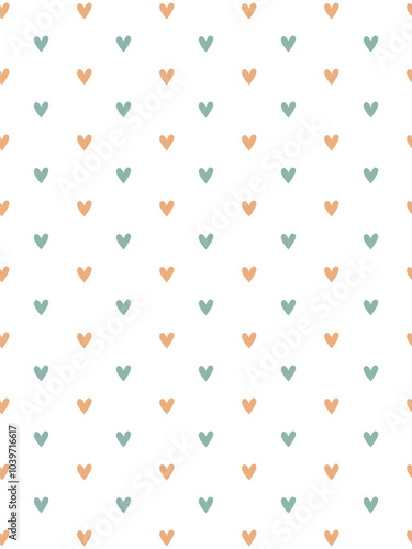 simple delicate pattern with blue and pink hearts on a white background