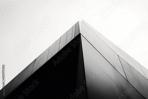 Minimalist image of a bare steel frame of a building, sharp edges, and clean empty space surrounding it.