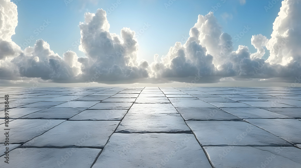 Stone Pavement with Cloudy Sky 3D Illustration Stone Pavement with Cloudy Sky 3D Illustration