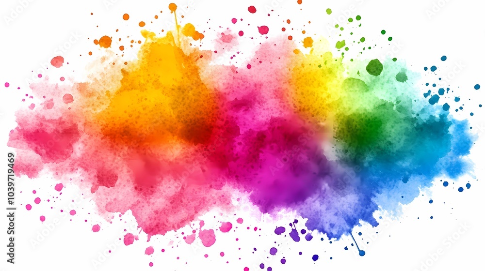 Obraz premium Abstract Watercolor Rainbow Splashes and Blobs