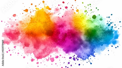 Abstract Watercolor Rainbow Splashes and Blobs