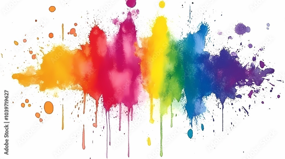 Fototapeta premium Rainbow Watercolor Splashes Abstract Background