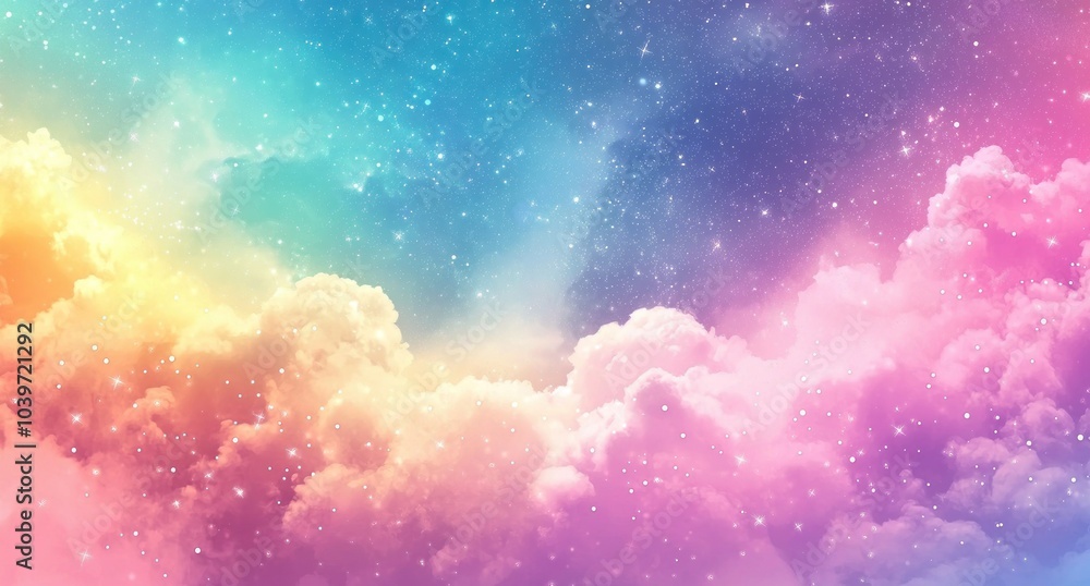 Pastel-colored dreamy nebula with sparkles Generative AI Pastel-colored dreamy nebula with sparkles Generative AI
