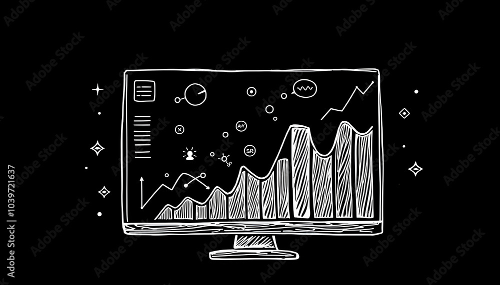 Obraz premium Predictive analytics business intelligence technology concept on screen isolated with white highlights, png