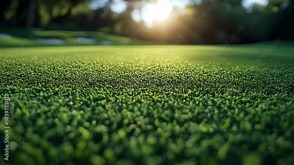 Naklejka premium Green Grass Close Up - Lush Grassy Field Background