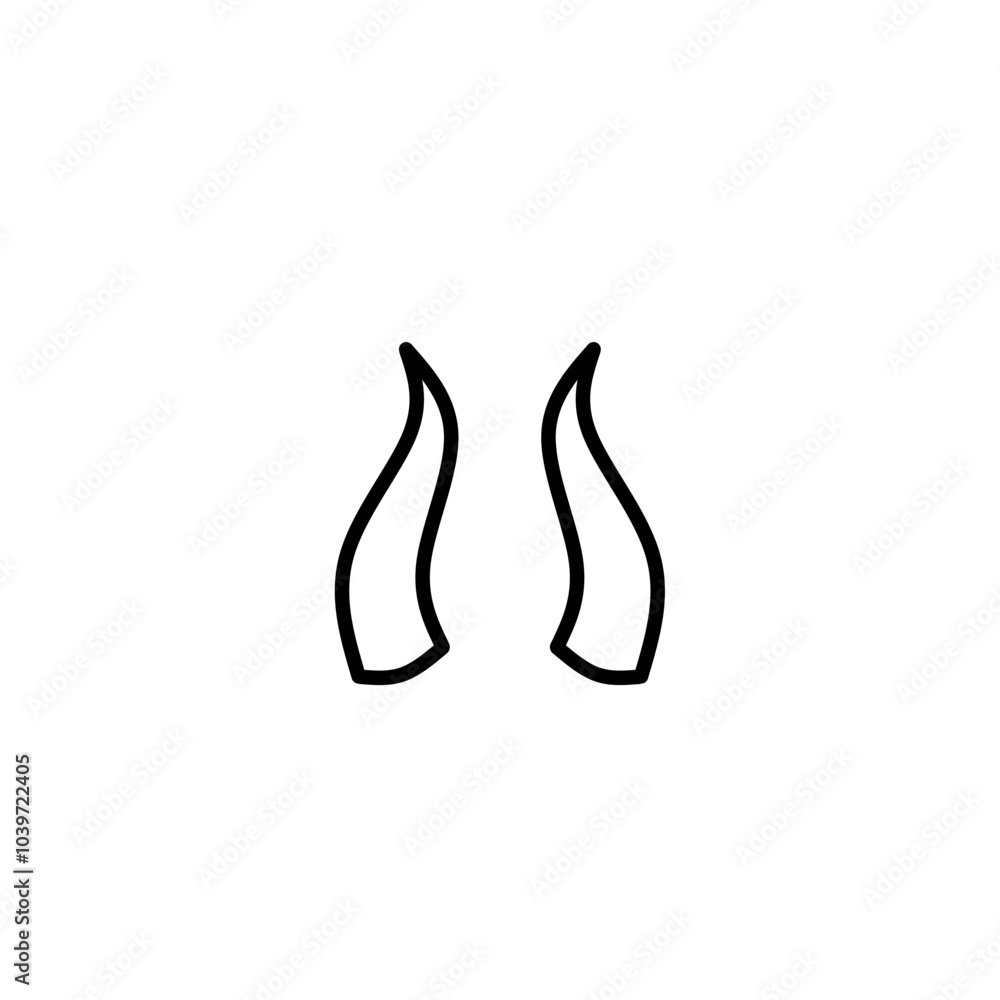 Horn thin line icon set. Animal carnival costume collection of simple outline signs