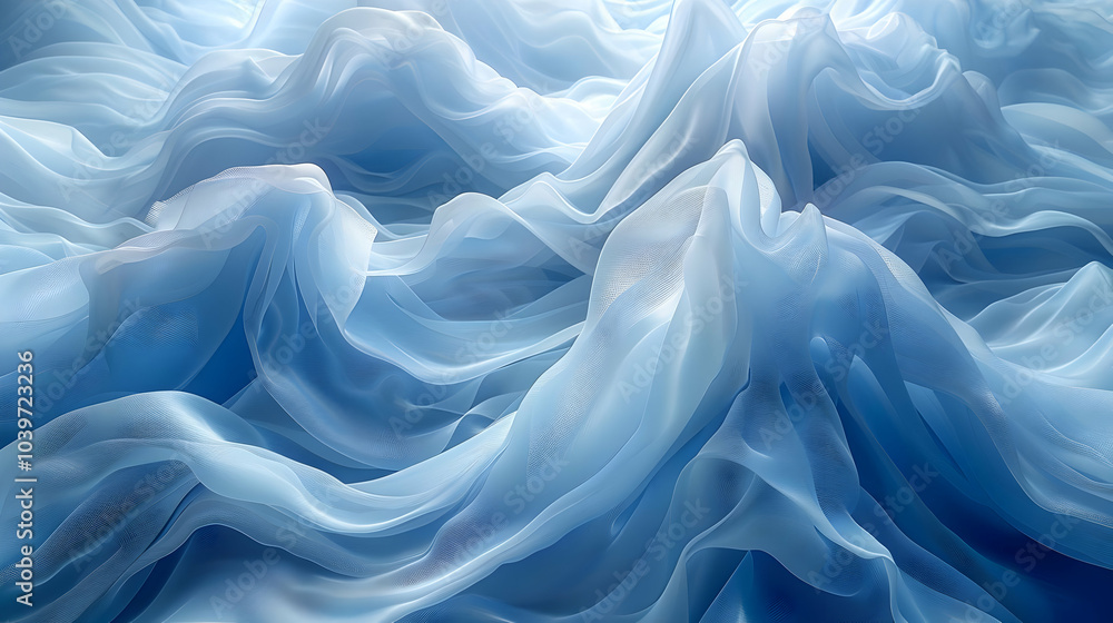Obraz premium Abstract Background - Wavy Blue Fabric Texture