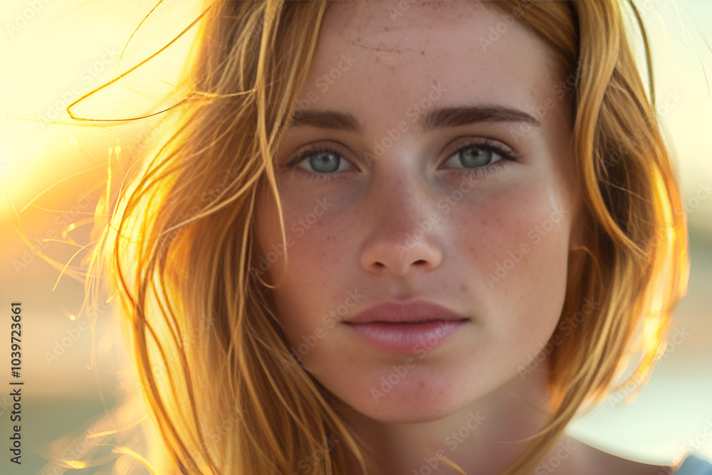 portrait of a young woman on the beach concept of commercial advertisement, Generative AI portrait of a young woman on the beach concept of commercial advertisement, Generative AI