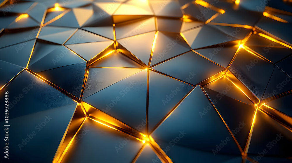 Abstract 3D Background with Gold Triangles Abstract 3D Background with Gold Triangles
