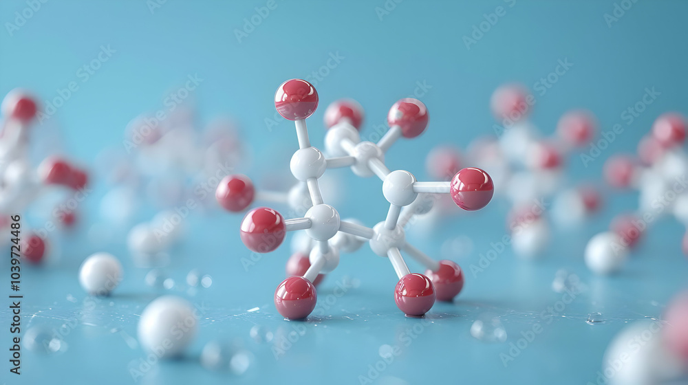 3D Illustration of Red and White Spheres Connected by Lines 3D Illustration of Red and White Spheres Connected by Lines