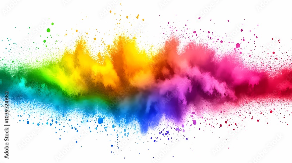 Abstract Colorful Explosion Rainbow Powder Cloud Splash White Background Abstract Colorful Explosion Rainbow Powder Cloud Splash White Background