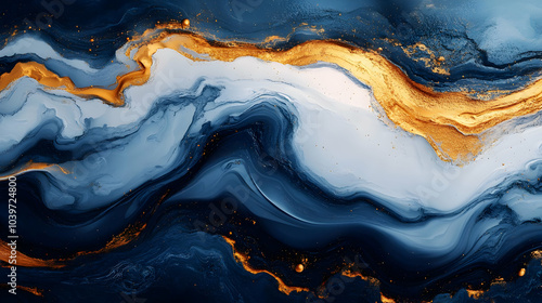 Abstract Blue and Gold Swirls Background