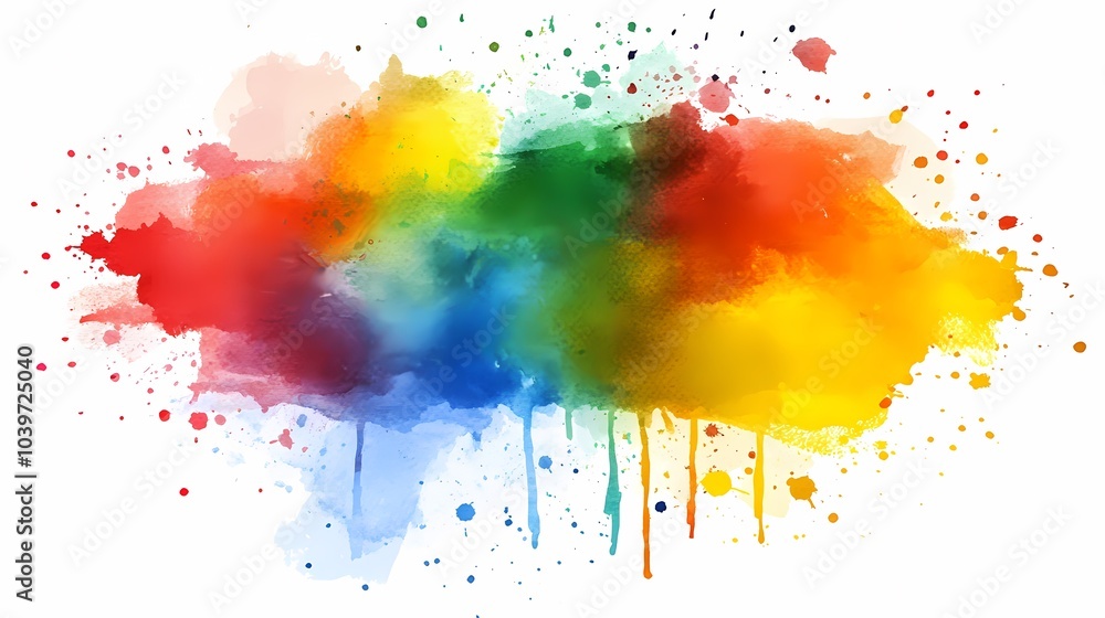 Fototapeta premium Abstract Watercolor Background with Rainbow Colors and Splashes