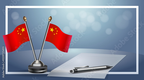 China and China Small national flag on bokeh background, cooperative relationship