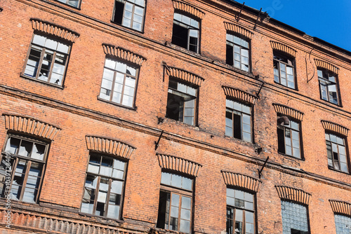 industrial background, wall of abandoned vintage factory building