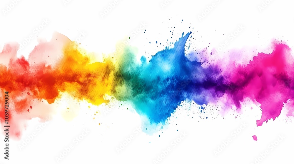 Abstract Watercolor Rainbow Splashes Background Abstract Watercolor Rainbow Splashes Background