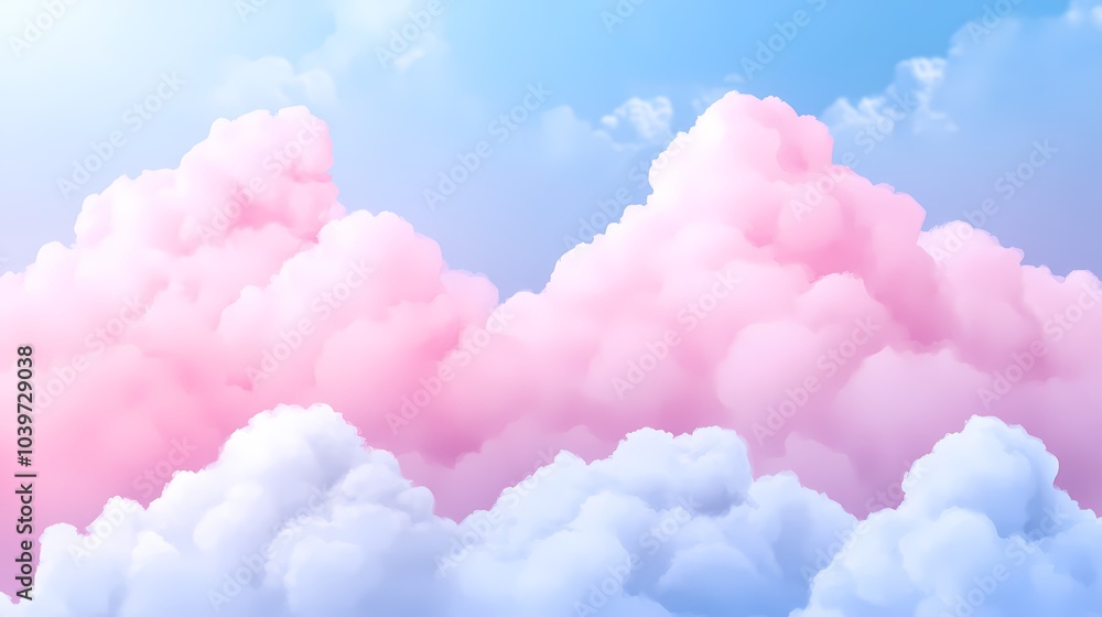 Pink and Blue Fluffy Clouds in a Soft Sky Background Pink and Blue Fluffy Clouds in a Soft Sky Background