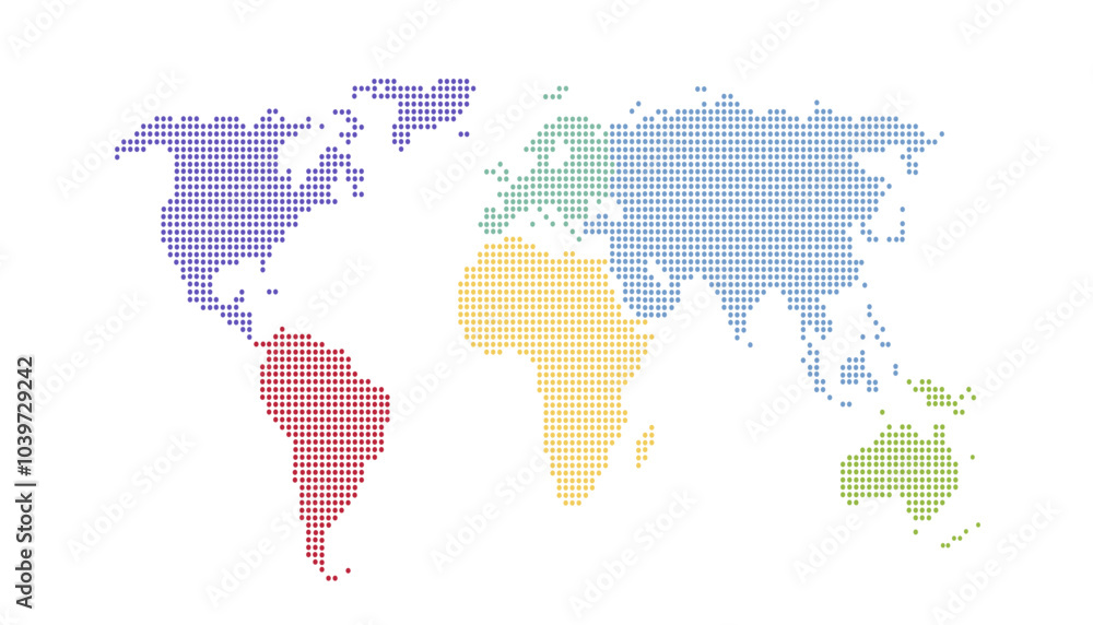 Fototapeta premium Dotted color world map vector