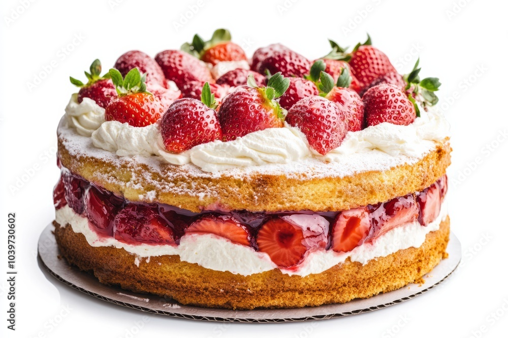 homemade and delicious strawberry cake taken with white background homemade and delicious strawberry cake taken with white background