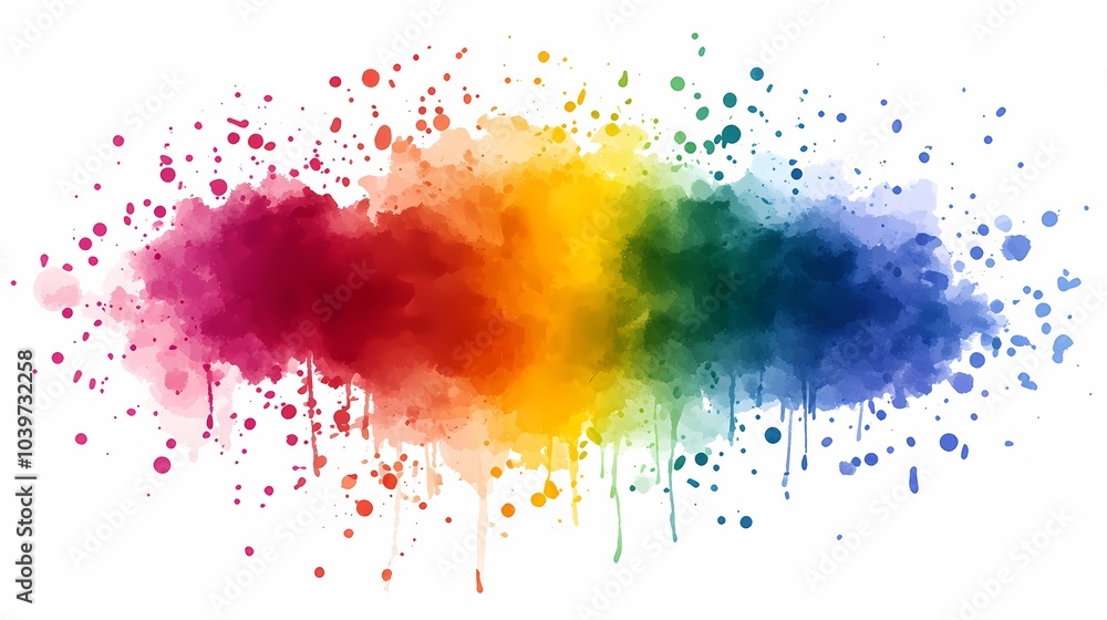 Fototapeta premium Abstract Watercolor Rainbow Splashes and Drips
